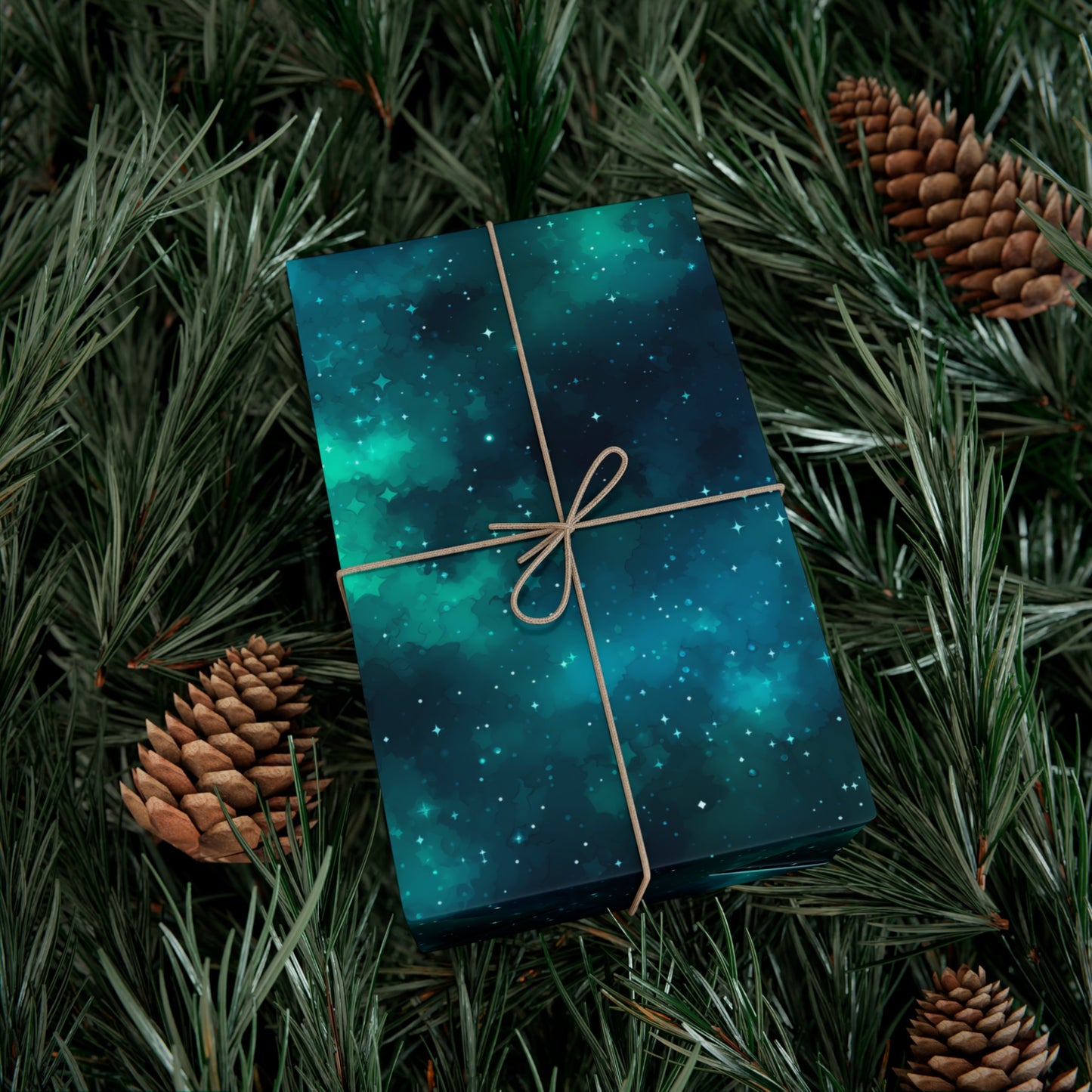 Cyan Starscape Wrapping Paper