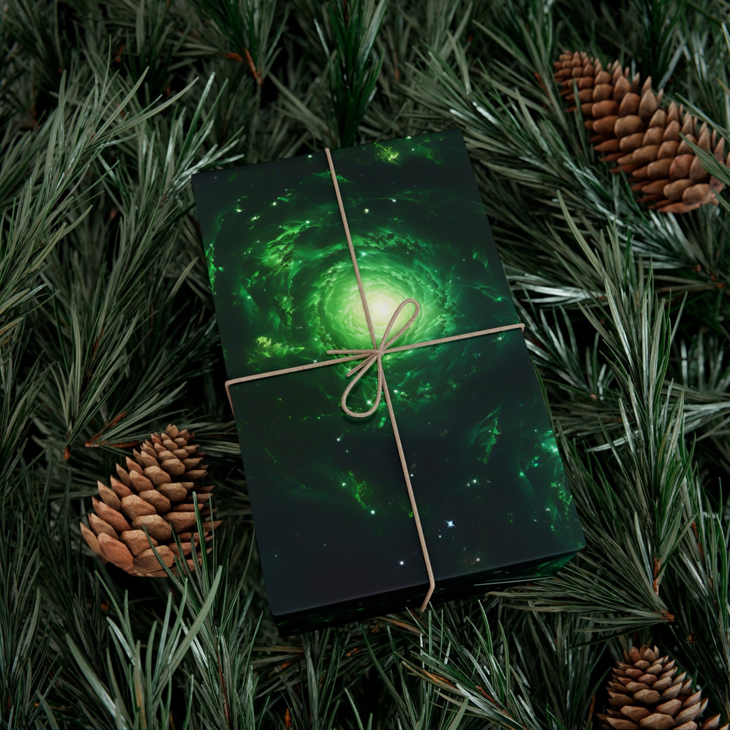 Green Galaxies Wrapping Paper