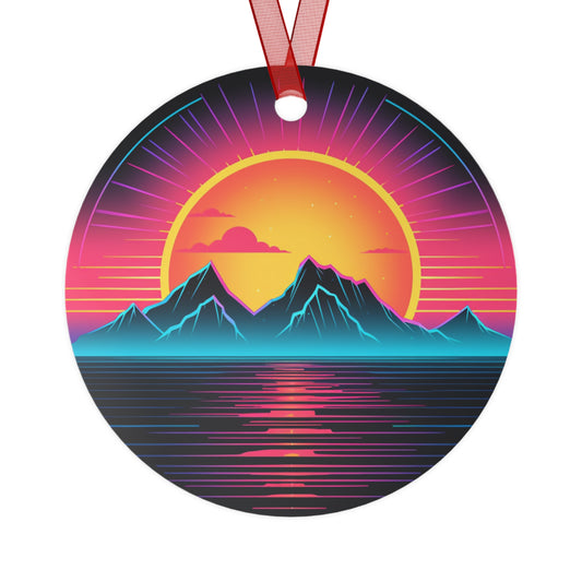 Neon Mountains Aluminum Christmas Ornament