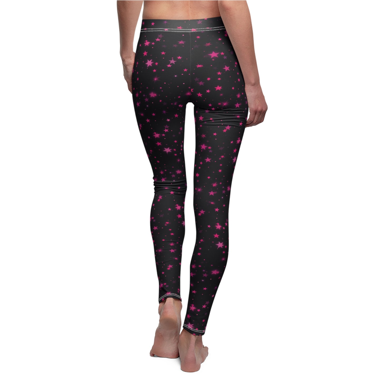 Simple Pink Stars Casual Leggings