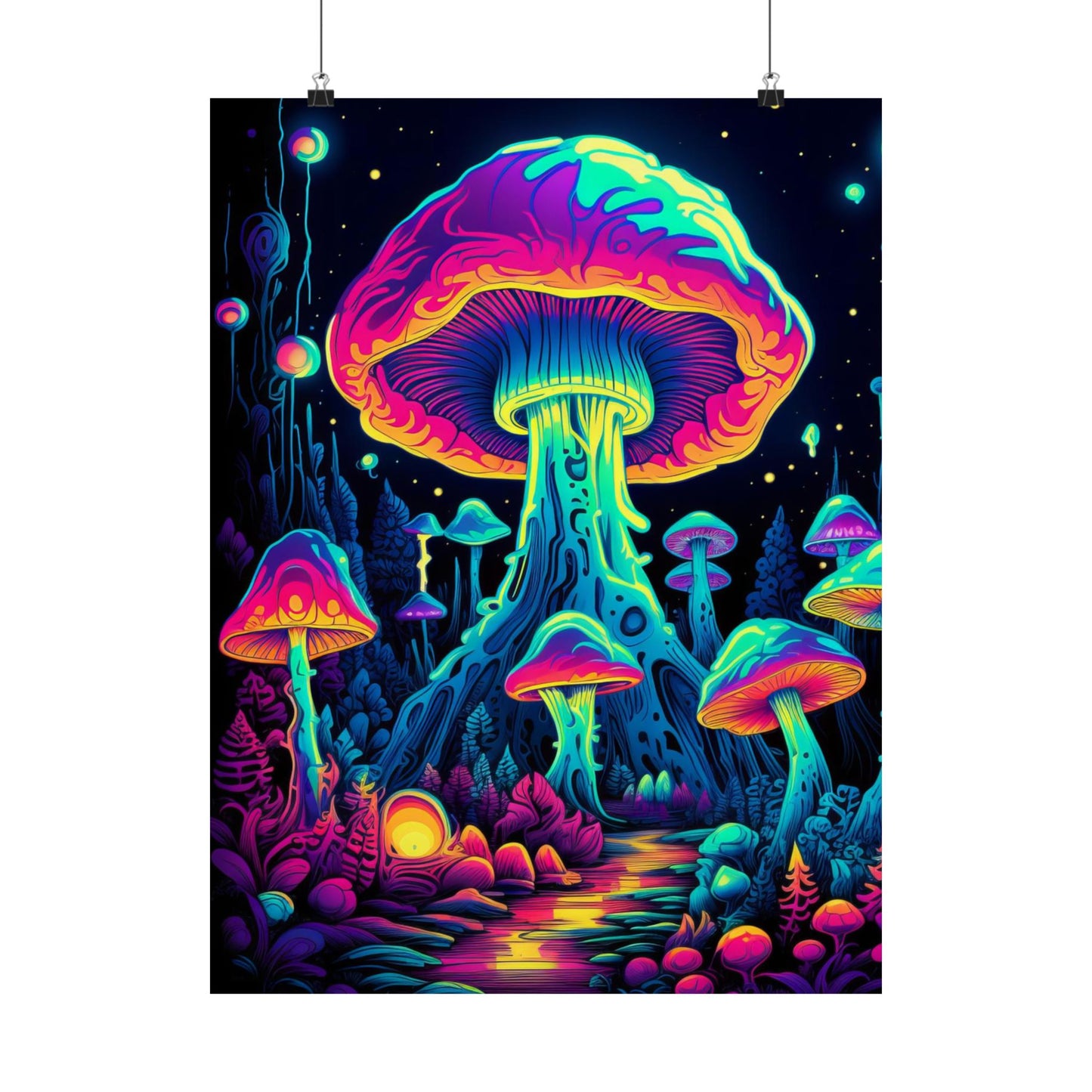 Trippy Mushroom Forest Poster