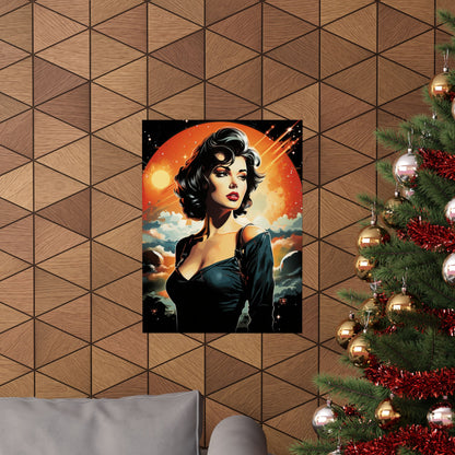 Retro Space Girl Poster