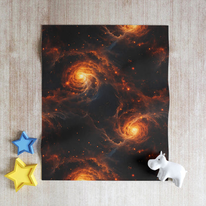 Double Orange Galaxies Throw Blanket