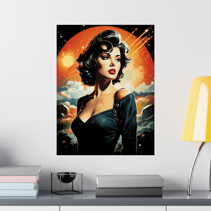 Retro Space Girl Poster