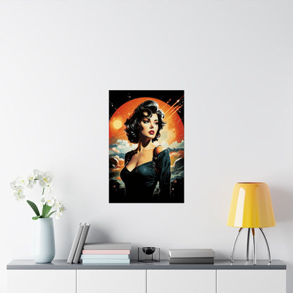 Retro Space Girl Poster