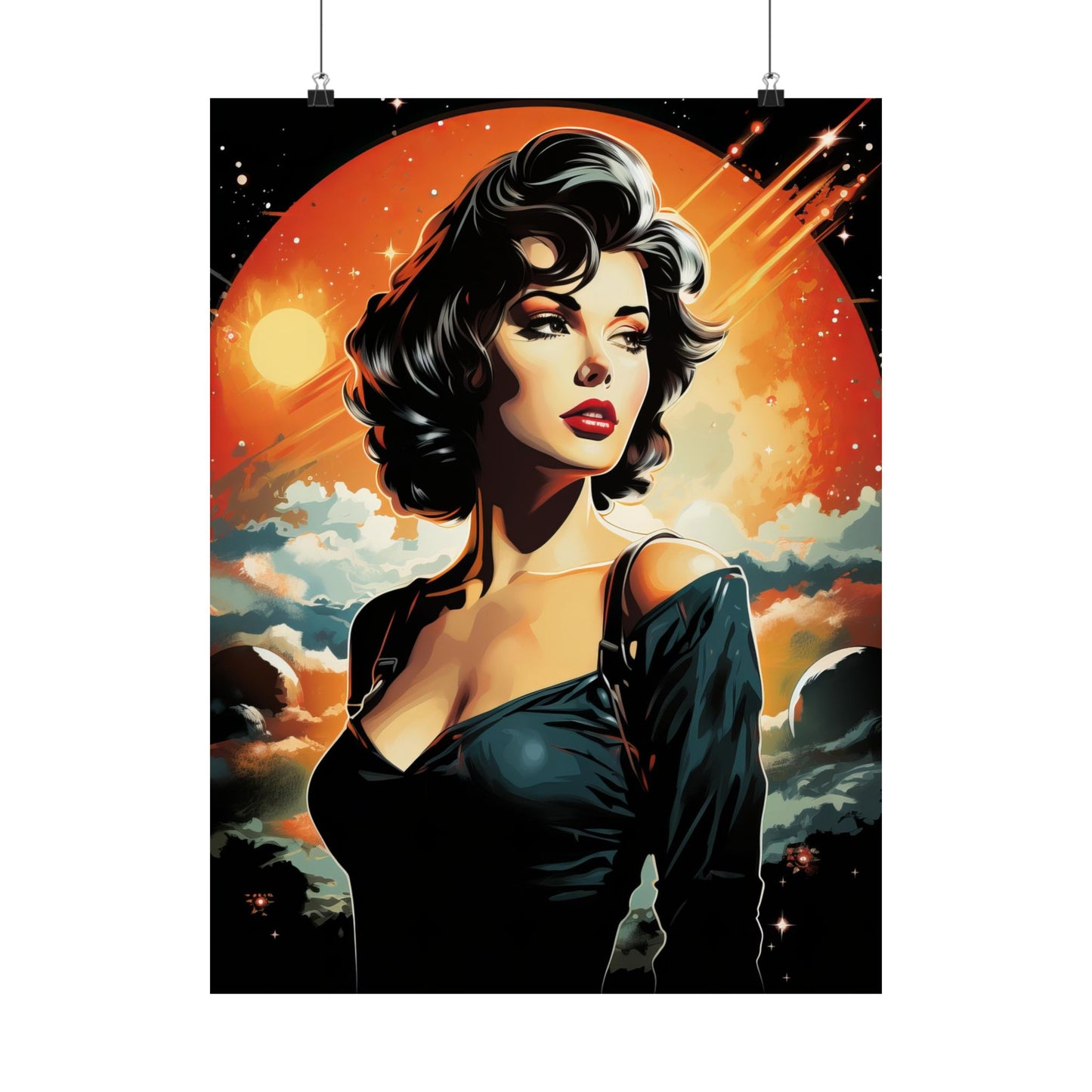 Retro Space Girl Poster
