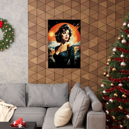 Retro Space Girl Poster