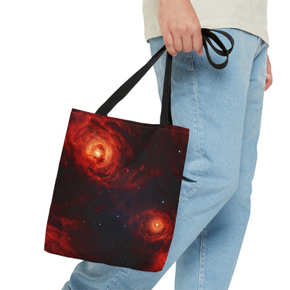 Double Crimson Galaxies Tote Bag