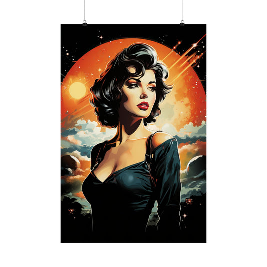 Retro Space Girl Poster