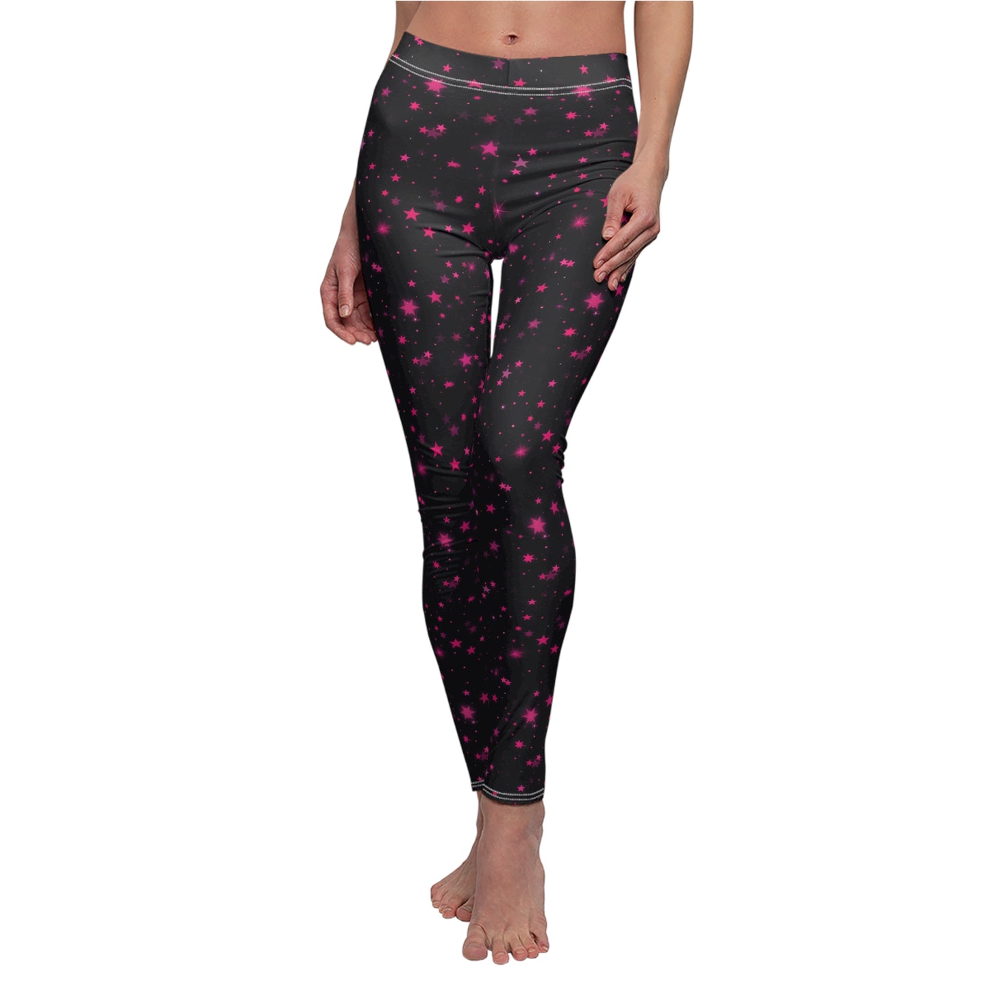 Simple Pink Stars Casual Leggings