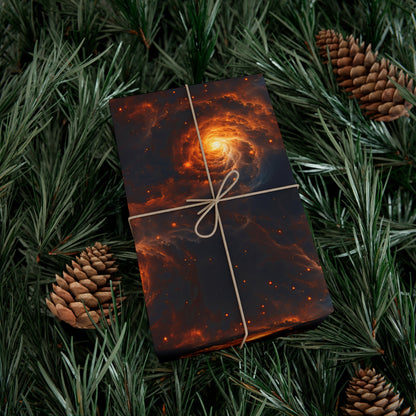 Orange Galaxies Wrapping Paper