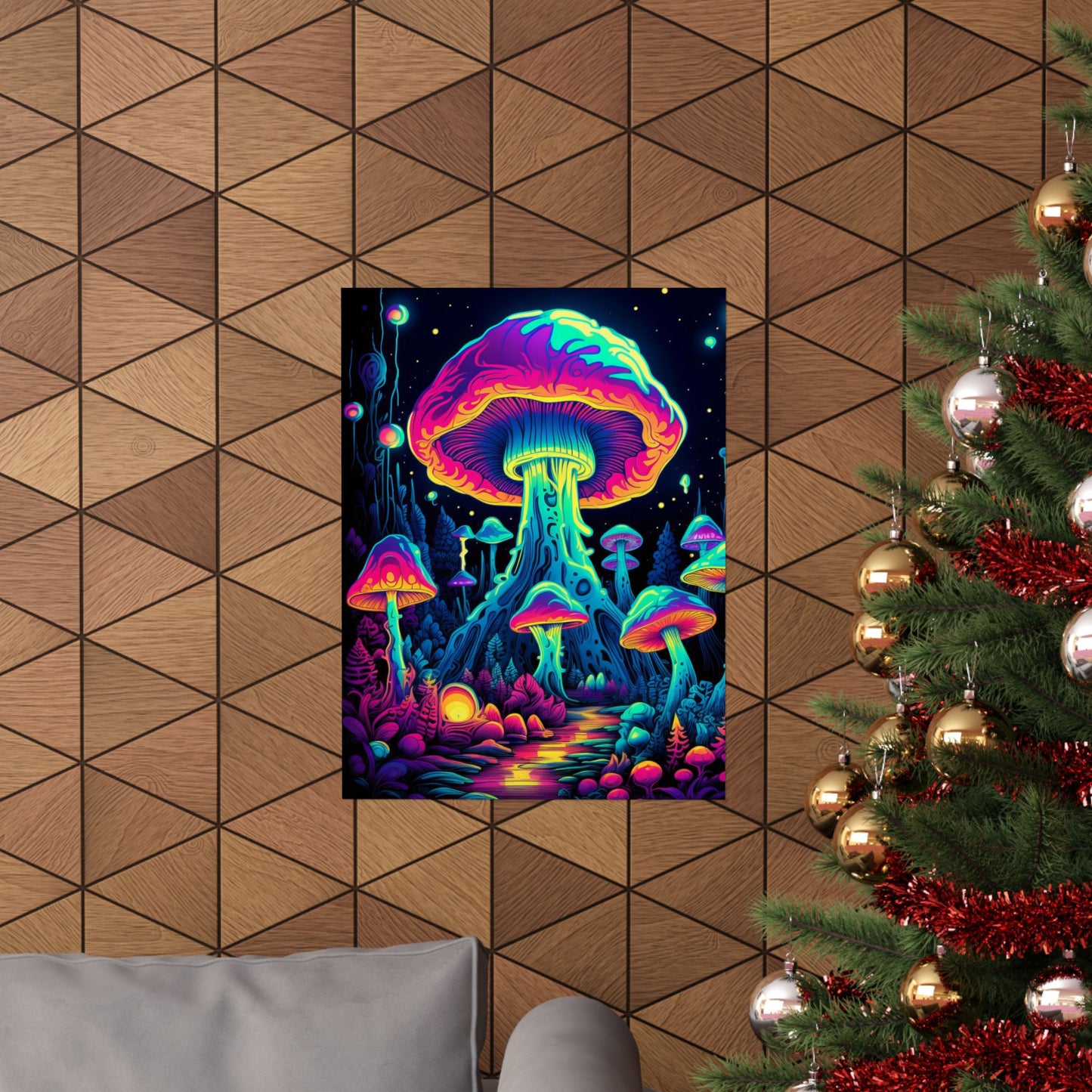 Trippy Mushroom Forest Poster