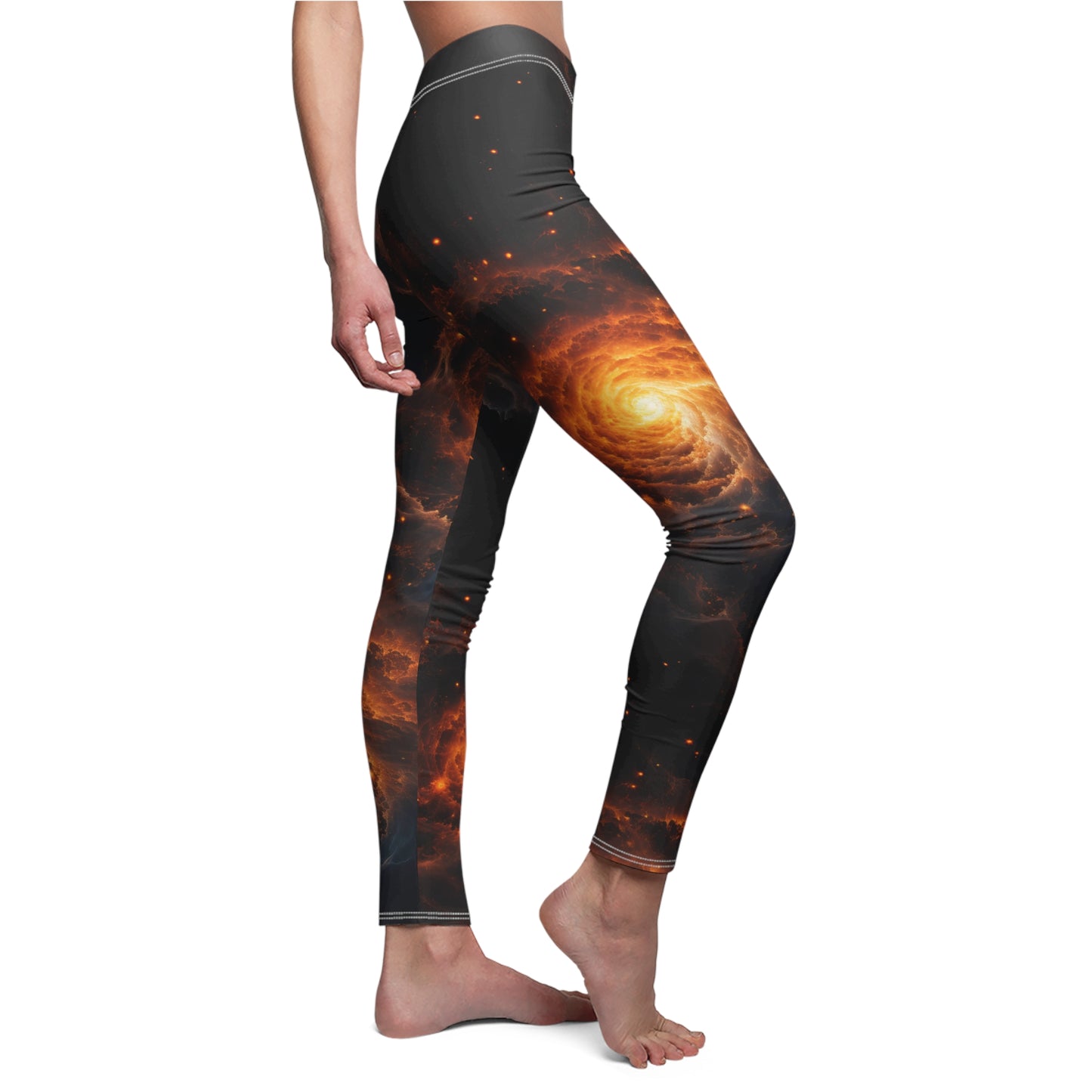 Double Orange Galaxies Casual Leggings