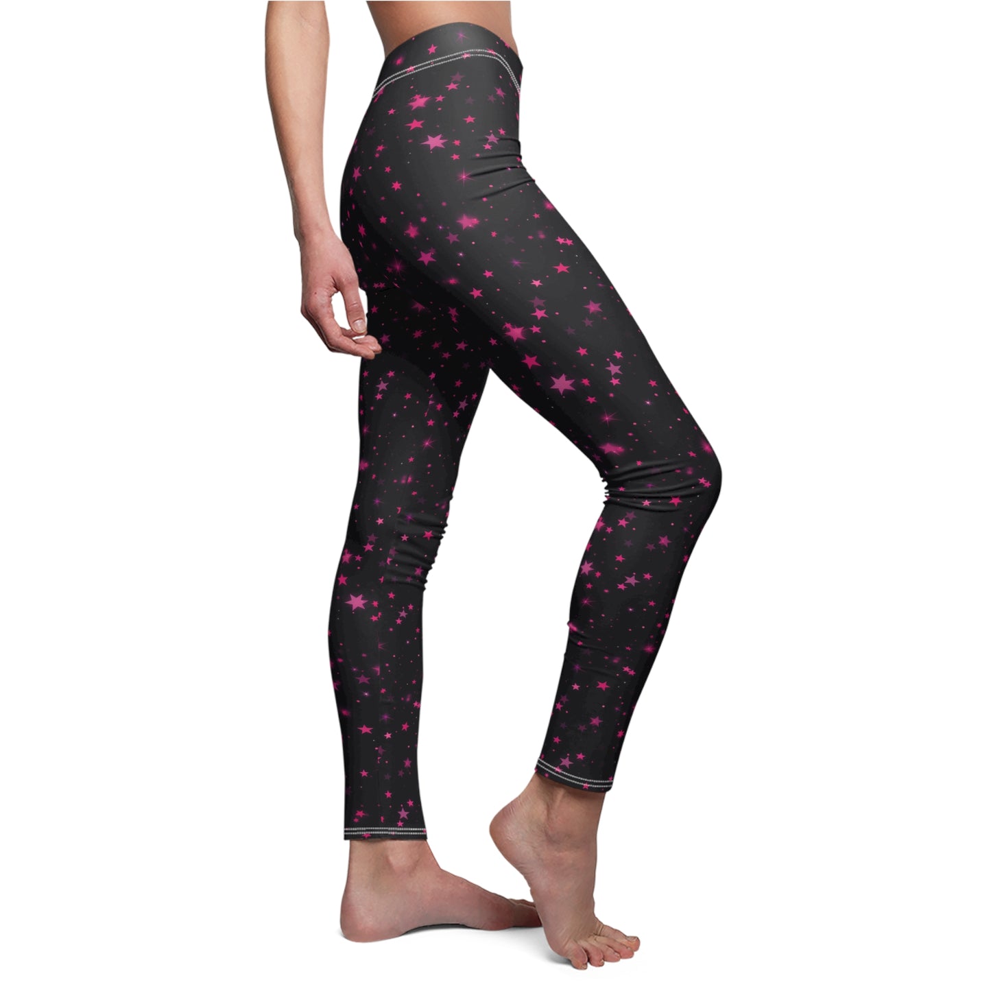 Simple Pink Stars Casual Leggings