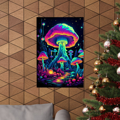 Trippy Mushroom Forest Poster