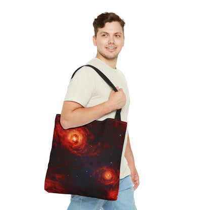 Double Crimson Galaxies Tote Bag