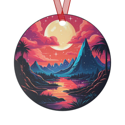 Sunset Island Aluminum Christmas Ornament