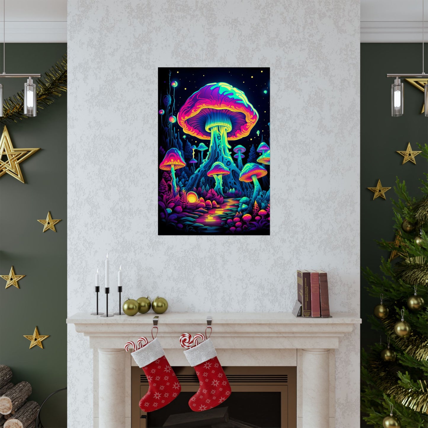 Trippy Mushroom Forest Poster