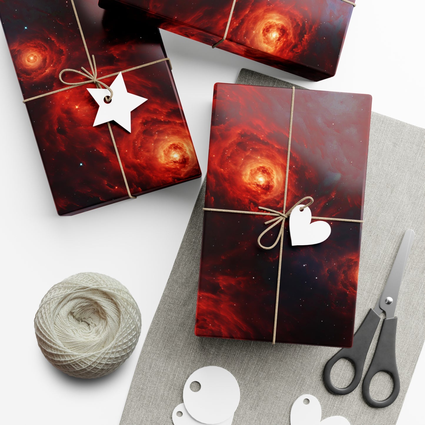 Crimson Galaxies Wrapping Paper