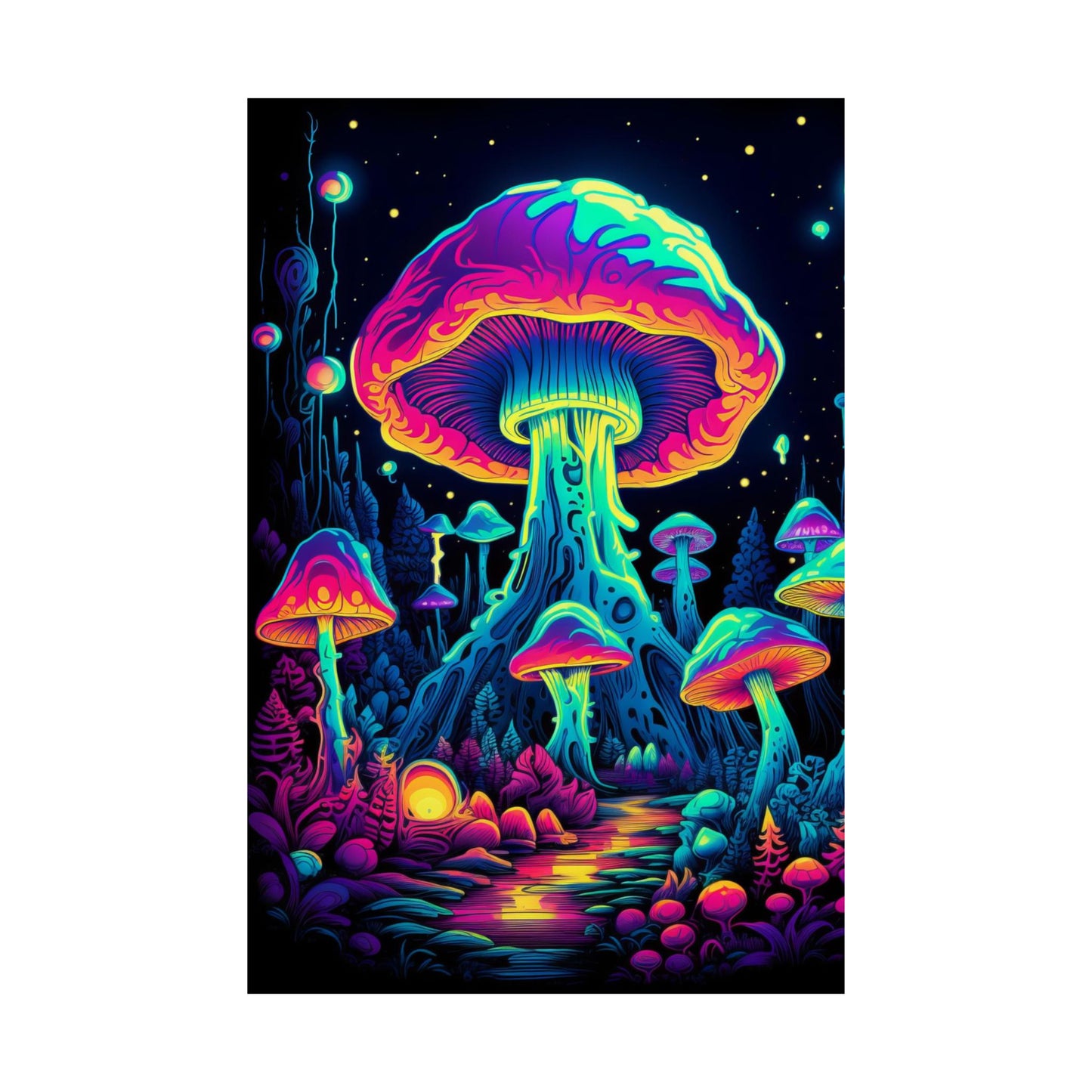 Trippy Mushroom Forest Poster