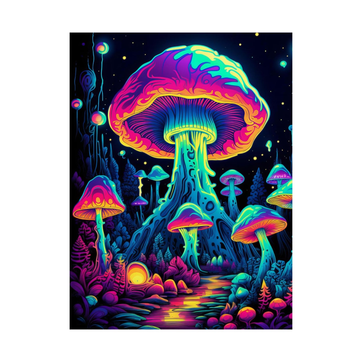 Trippy Mushroom Forest Poster