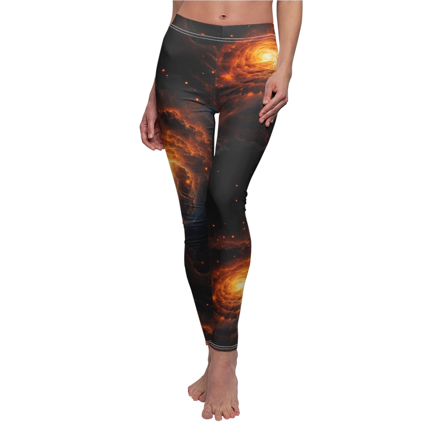 Double Orange Galaxies Casual Leggings