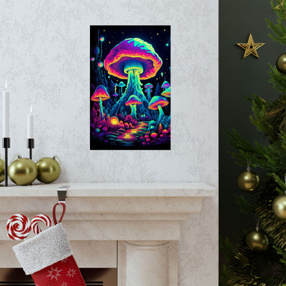 Trippy Mushroom Forest Poster