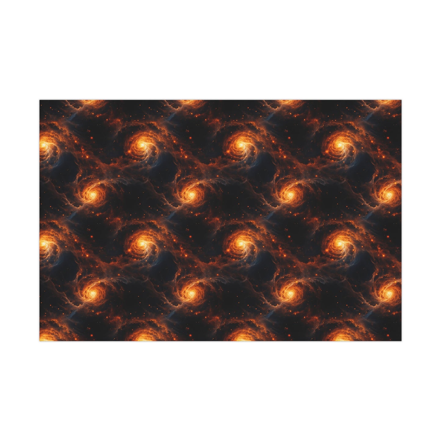 Orange Galaxies Wrapping Paper