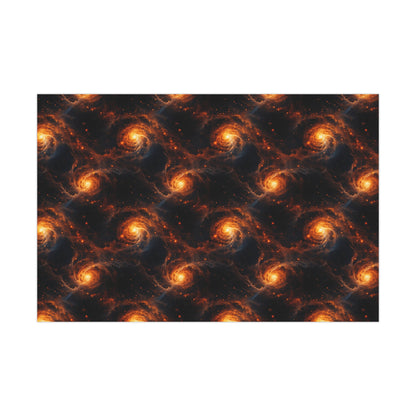 Orange Galaxies Wrapping Paper