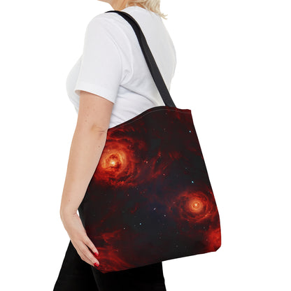 Double Crimson Galaxies Tote Bag