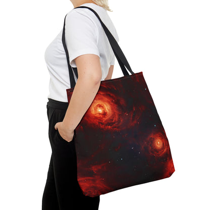 Double Crimson Galaxies Tote Bag