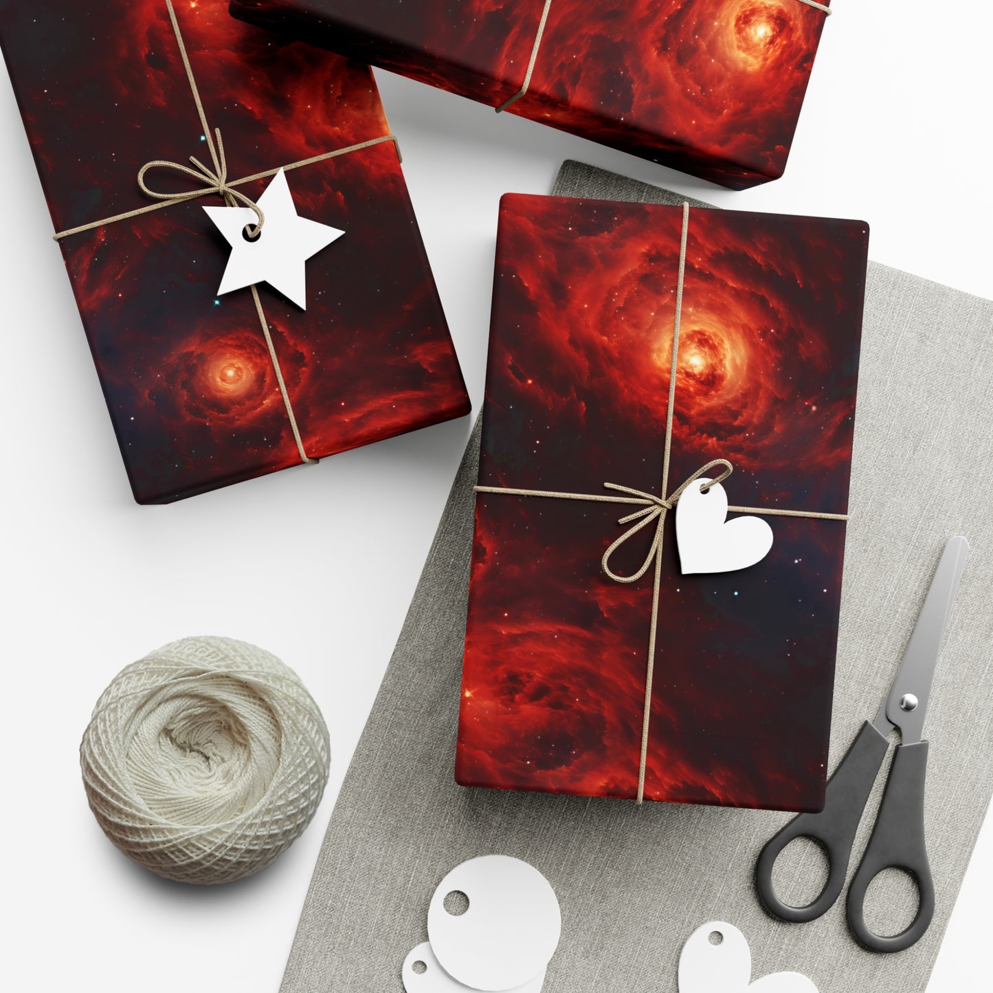 Crimson Galaxies Wrapping Paper