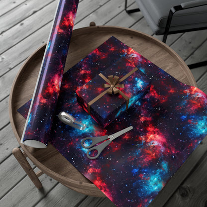 Red & Blue Nebula Wrapping Paper