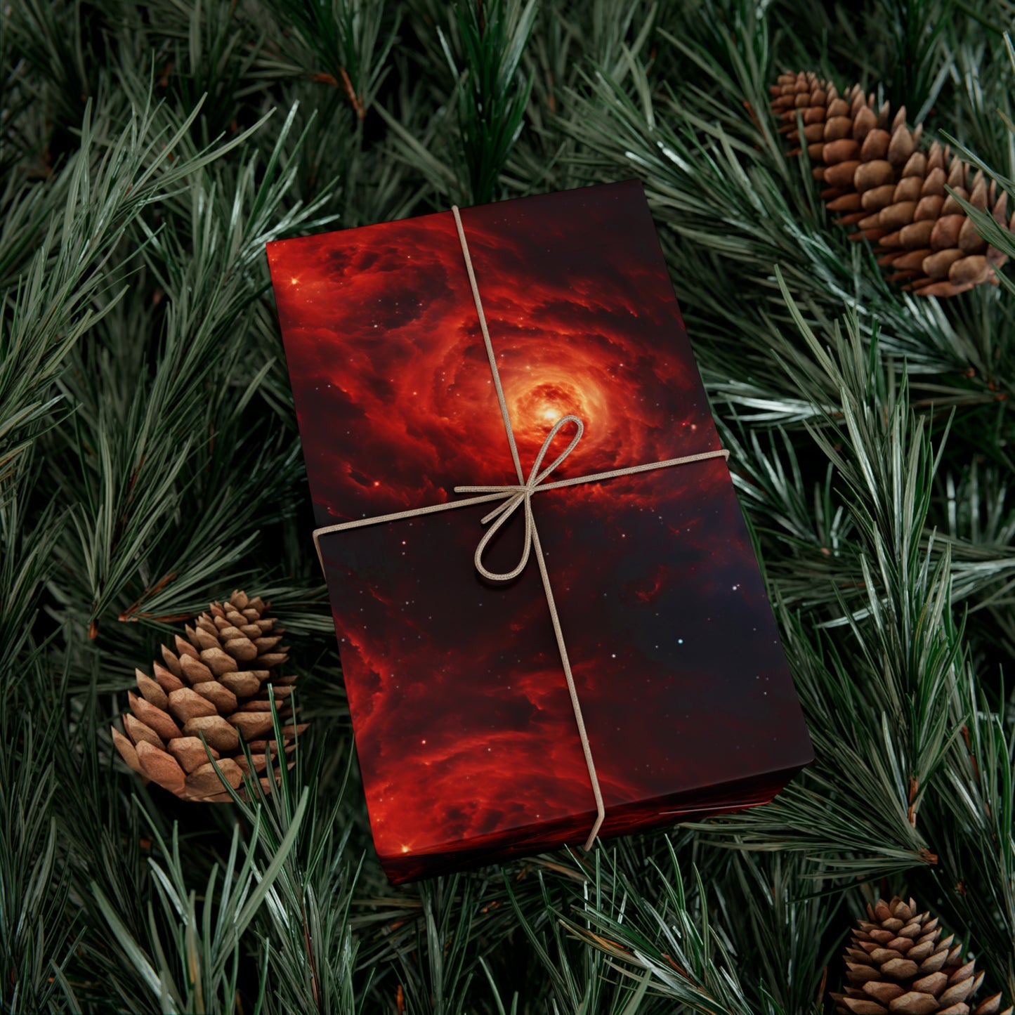 Crimson Galaxies Wrapping Paper