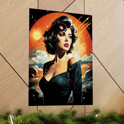 Retro Space Girl Poster