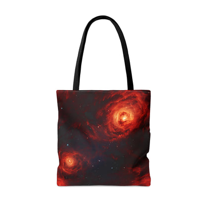 Double Crimson Galaxies Tote Bag