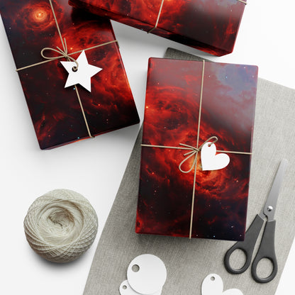 Crimson Galaxies Wrapping Paper