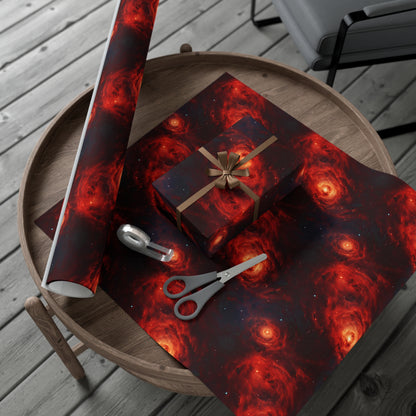 Crimson Galaxies Wrapping Paper