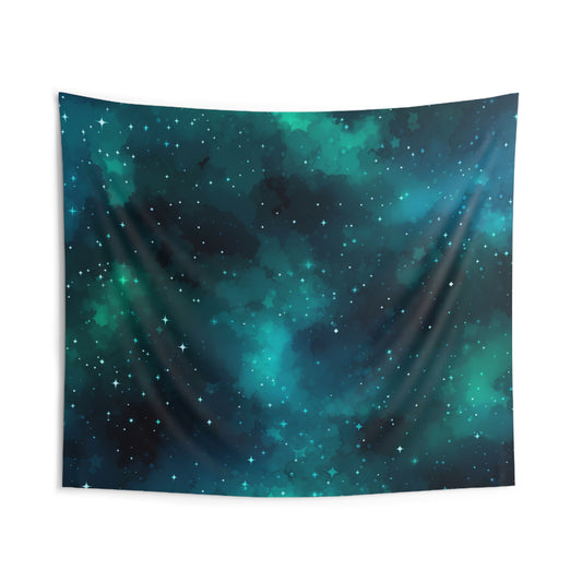 Cyan Starscape Wall Tapestry