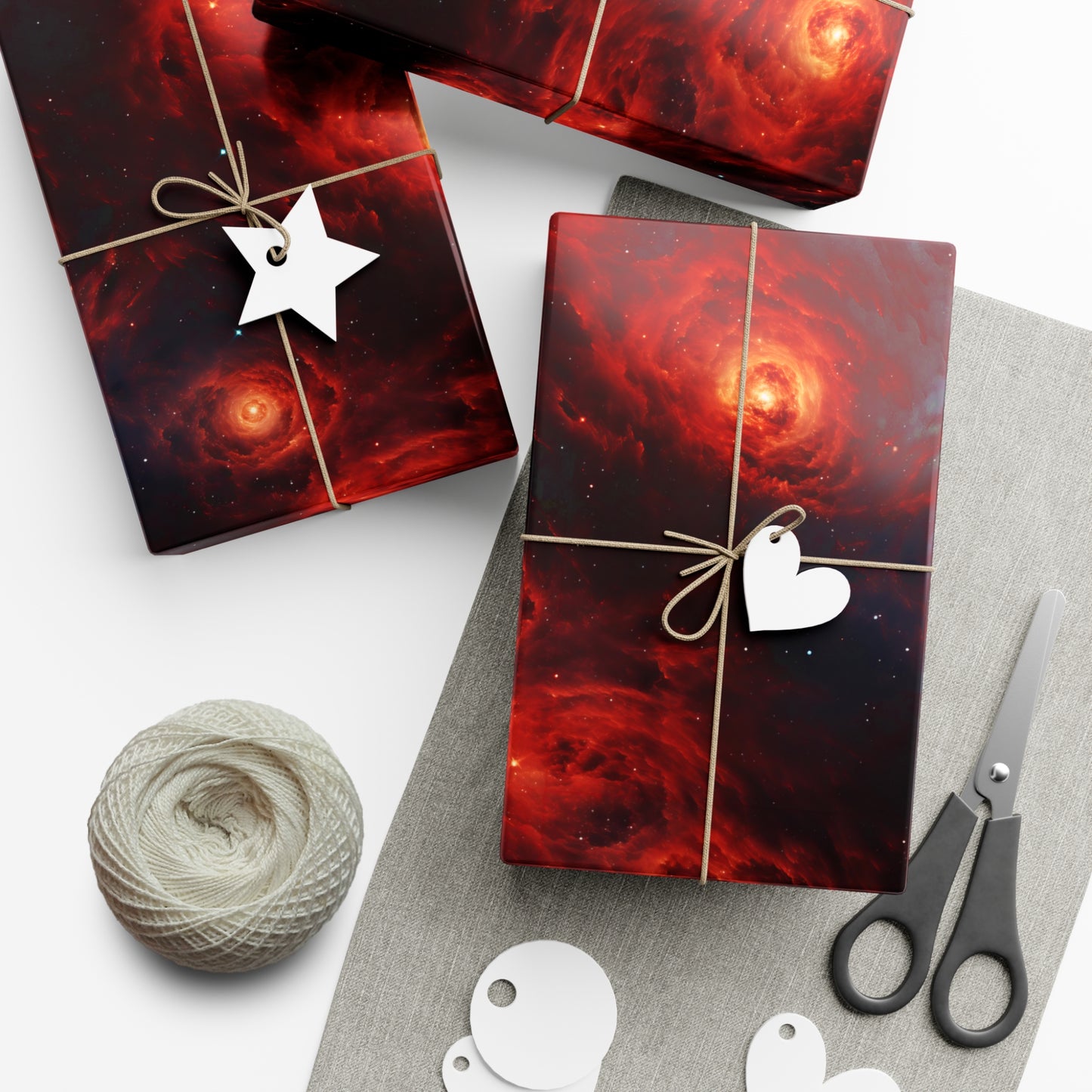 Crimson Galaxies Wrapping Paper