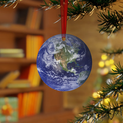 Planet Earth Aluminum Christmas Ornament