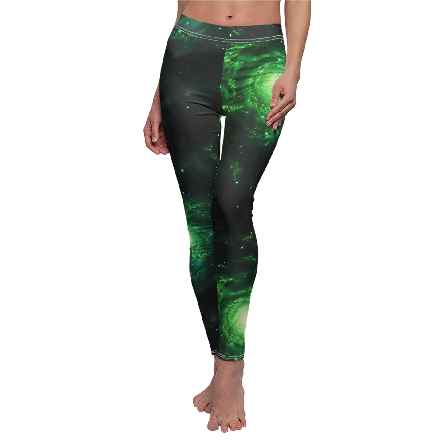 Double Green Galaxies Casual Leggings