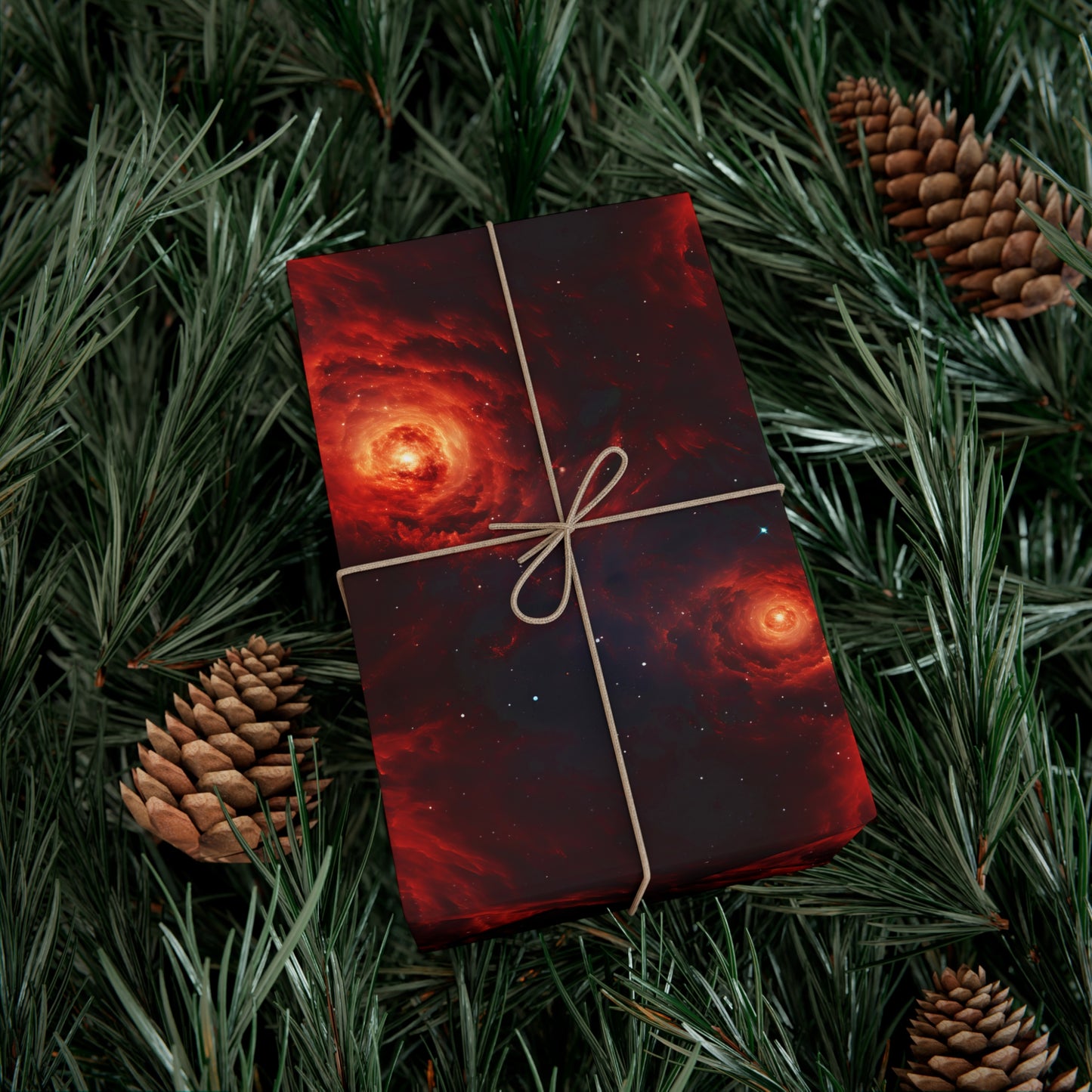 Crimson Galaxies Wrapping Paper