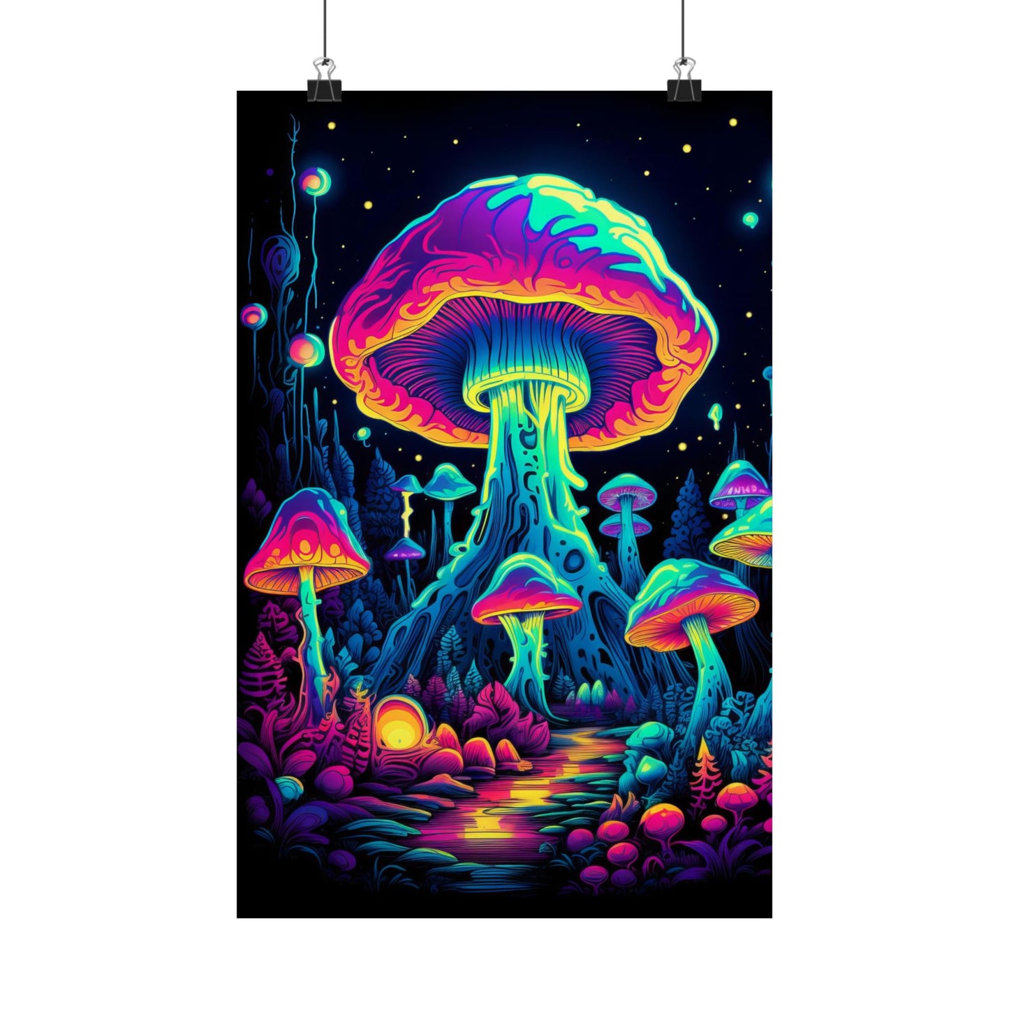 Trippy Mushroom Forest Poster