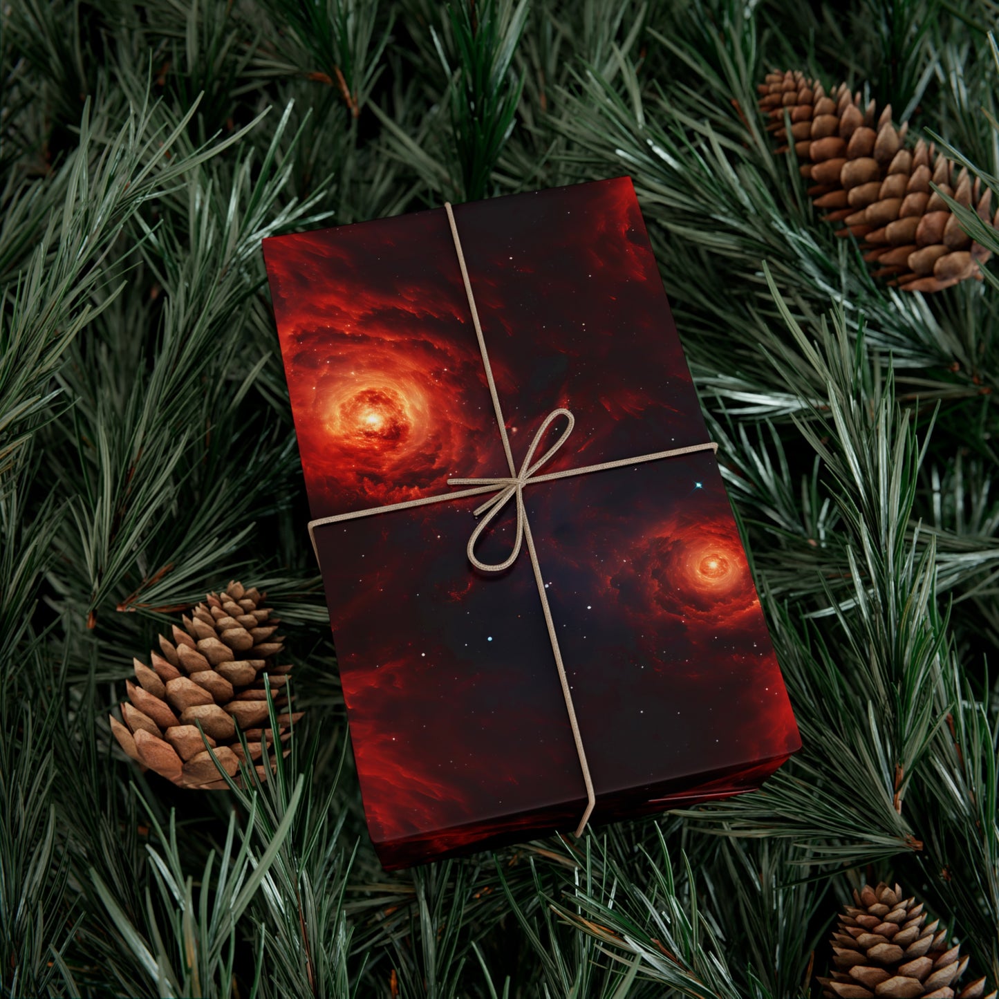 Crimson Galaxies Wrapping Paper