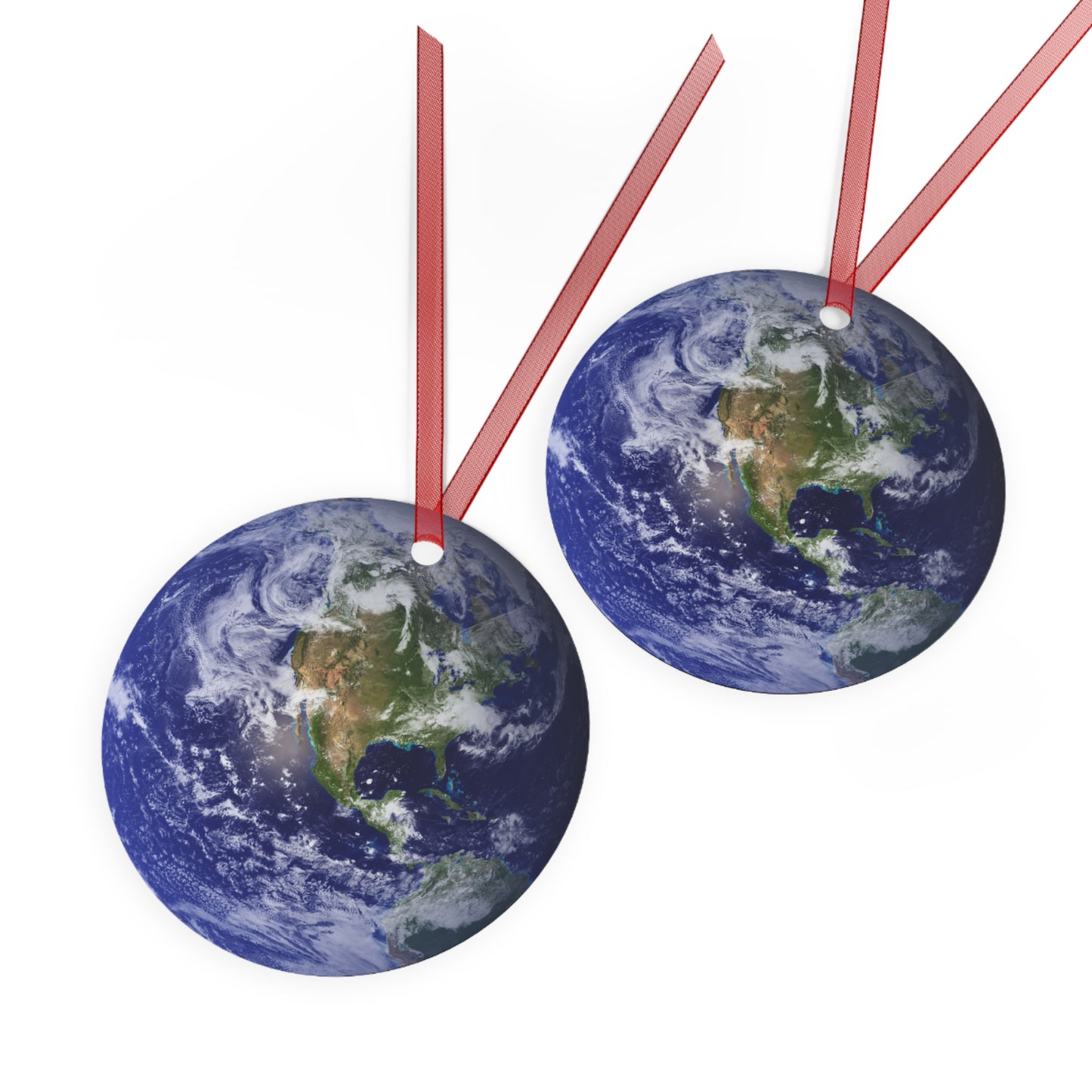 Planet Earth Aluminum Christmas Ornament