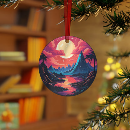 Sunset Island Aluminum Christmas Ornament