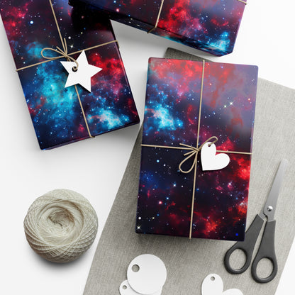 Red & Blue Nebula Wrapping Paper